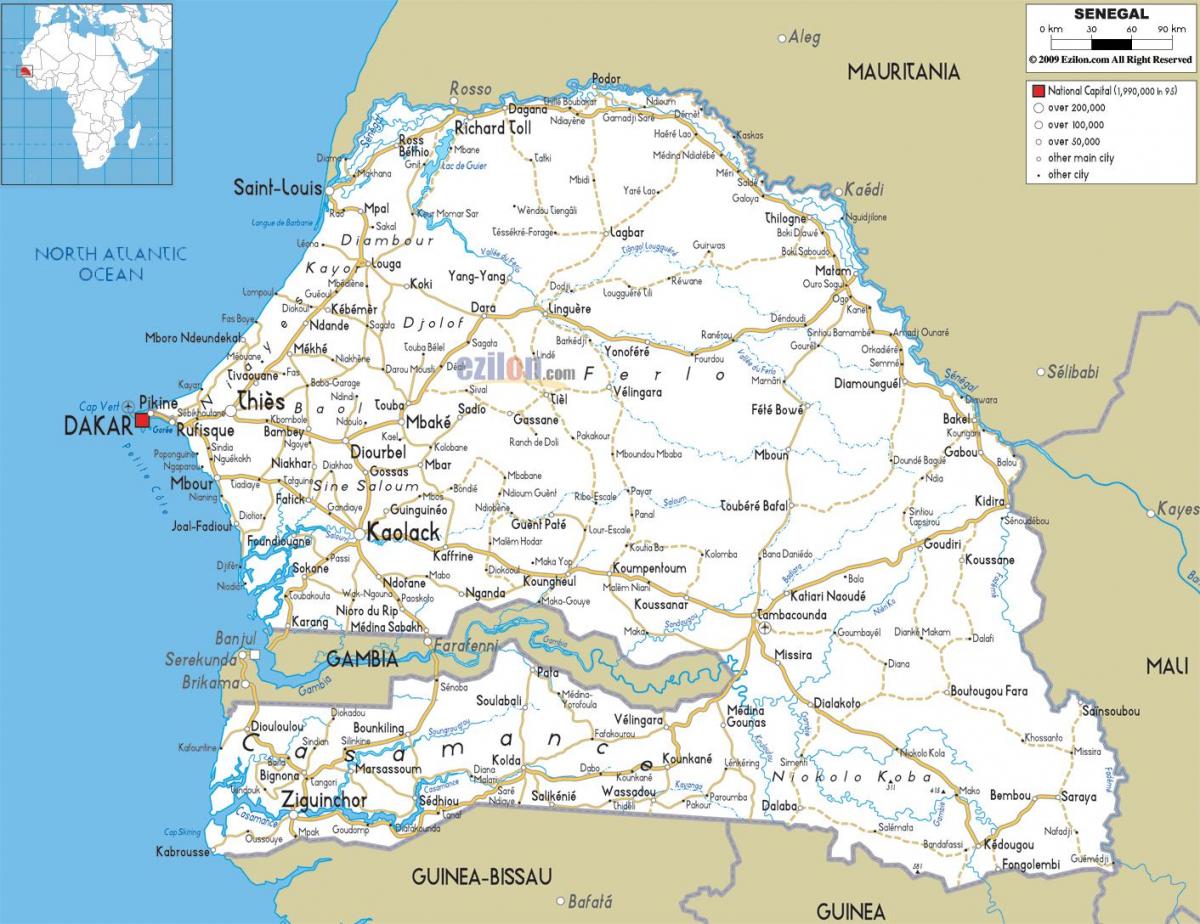 Сенегал casamance газрын зураг