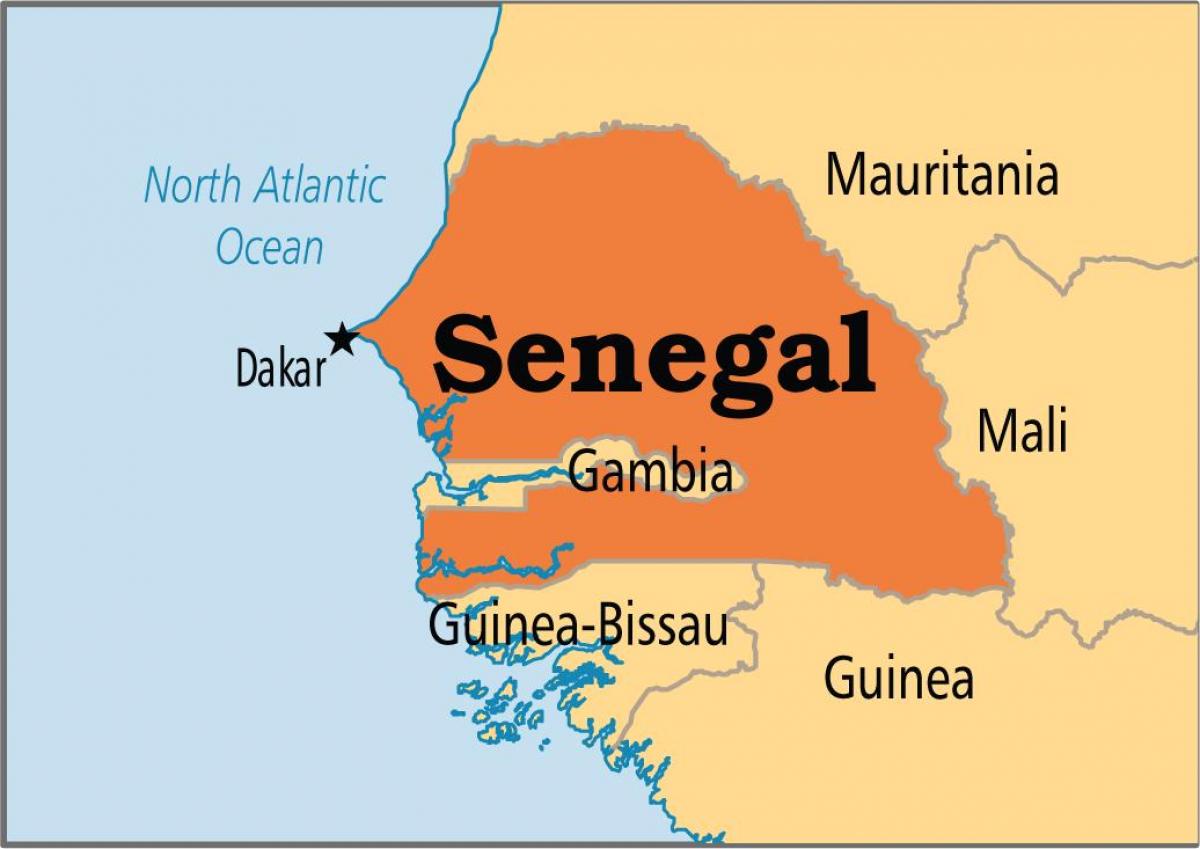 Сенегал дээр дэлхийн газрын зураг